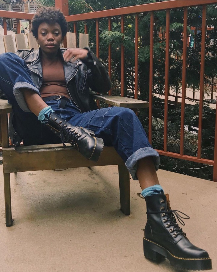 Cizme Vintage Damă Leona Cu Toc Din Piele Netedă Canada Dr.martens Romania Negru Vintage Netede