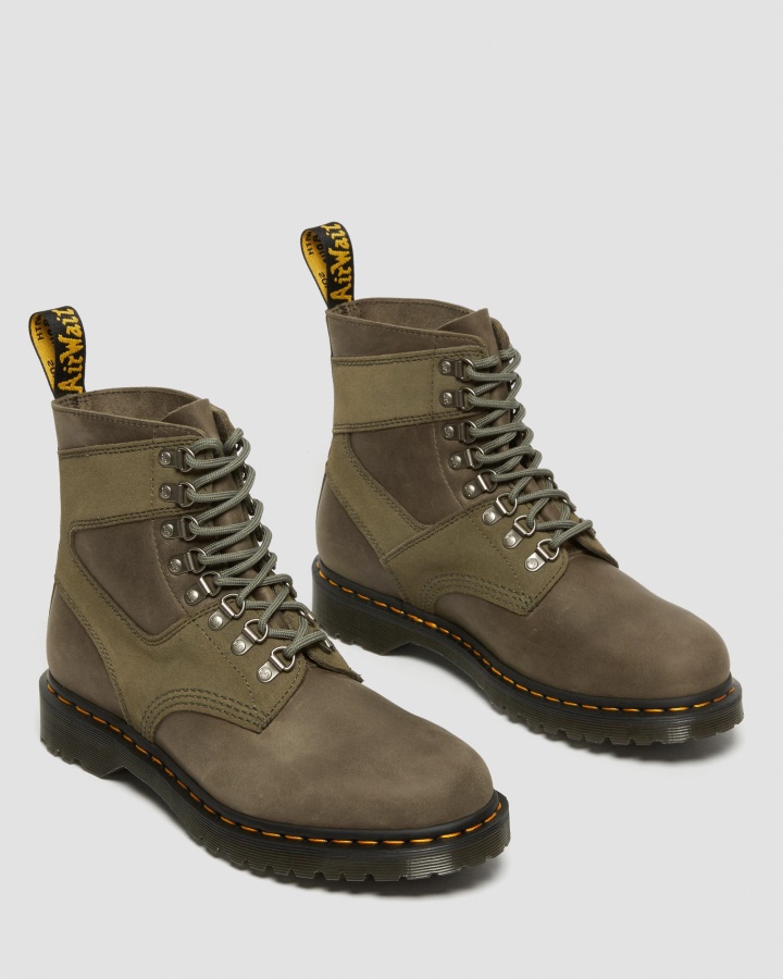 1460 Pascal Cizme Cu Siret Din Piele Si Piele Intoarsa Dr.martens Romania Olive Eh Piele Intoarsa & Streeter
