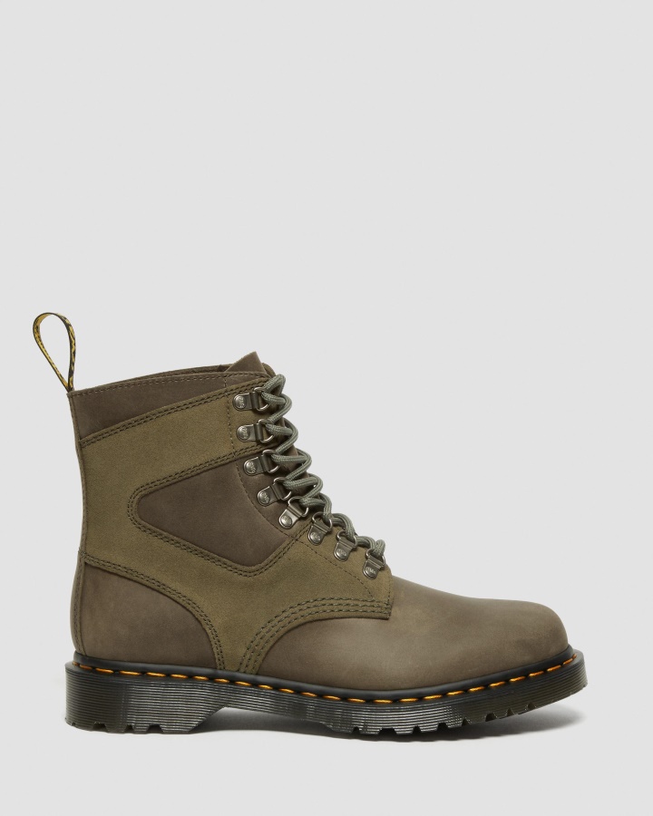 1460 Pascal Cizme Cu Siret Din Piele Si Piele Intoarsa Dr.martens Romania Olive Eh Piele Intoarsa & Streeter