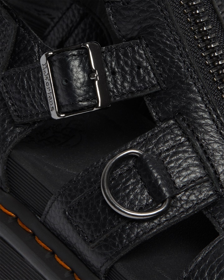 Sandale Cu Curea Din Piele Cu Fermoar Olson Dr.martens Romania Piele Nappa Frezata Neagra