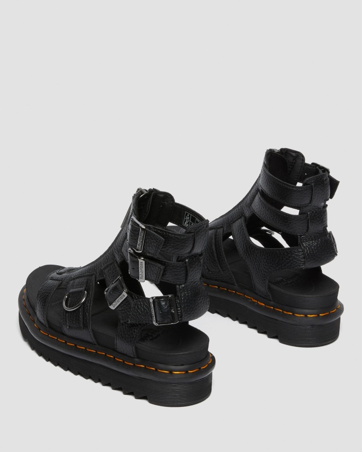 Sandale Cu Curea Din Piele Cu Fermoar Olson Dr.martens Romania Piele Nappa Frezata Neagra