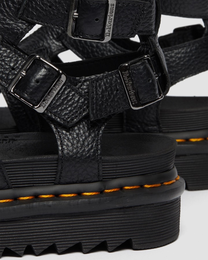 Sandale Cu Curea Din Piele Cu Fermoar Olson Dr.martens Romania Piele Nappa Frezata Neagra