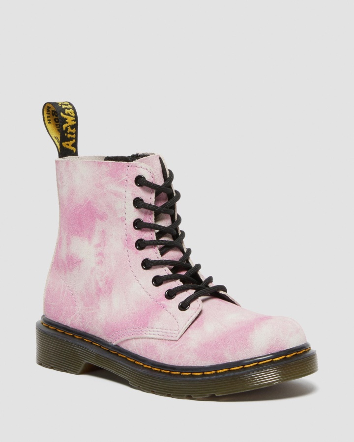 Cizme Dr.martens Romania Pink Junior 1460 Pascal Tie Dye Cu Siret