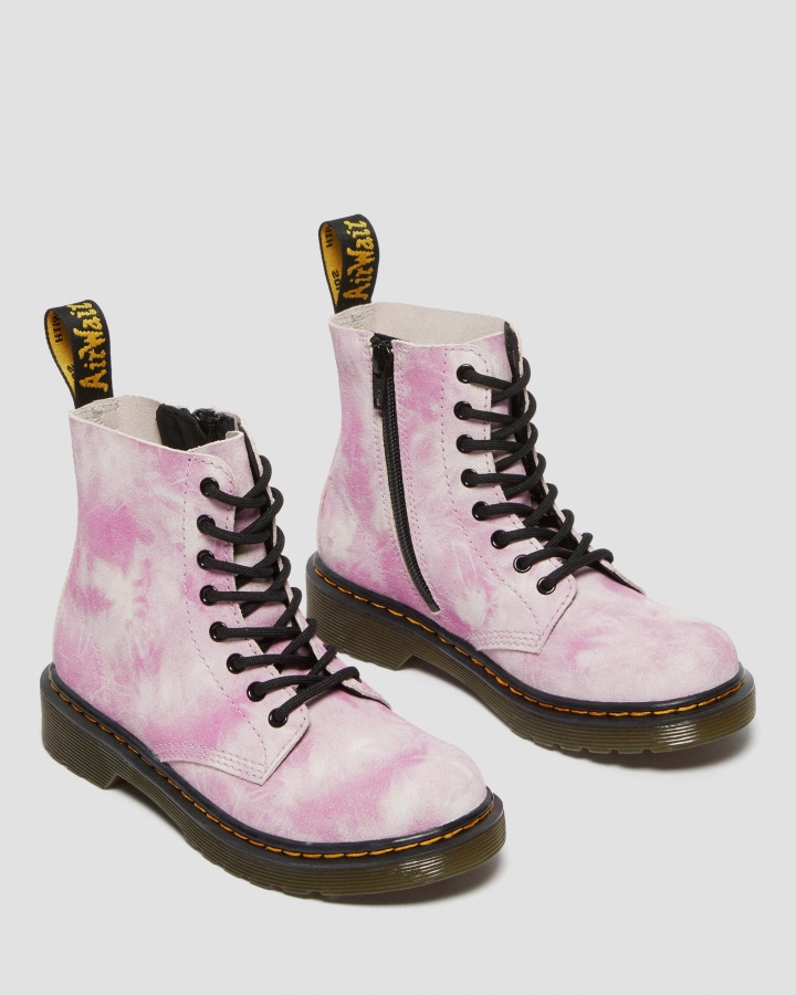 Cizme Dr.martens Romania Pink Junior 1460 Pascal Tie Dye Cu Siret