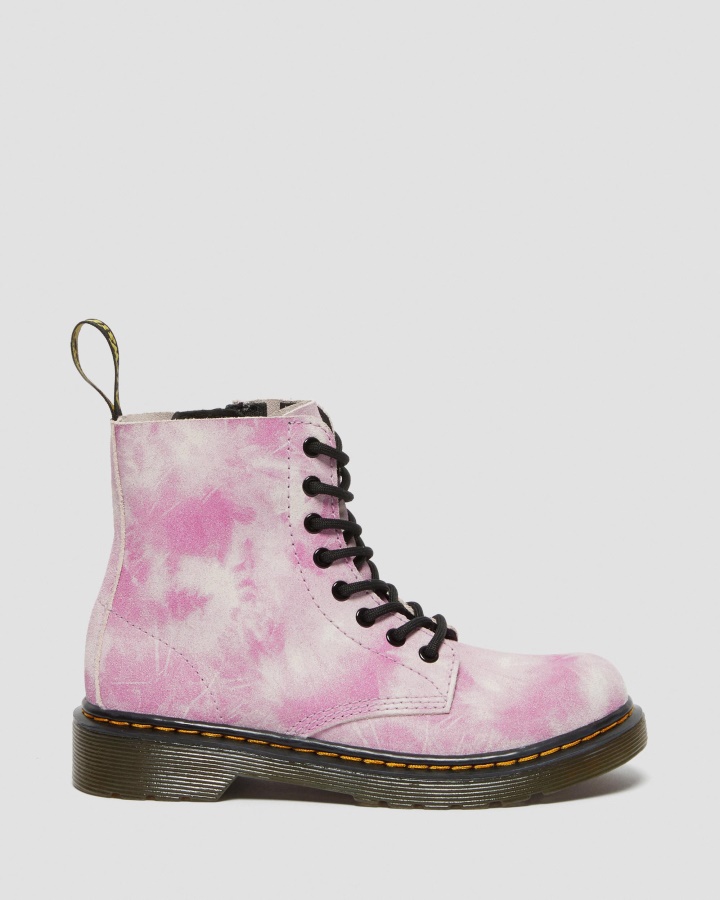 Cizme Dr.martens Romania Pink Junior 1460 Pascal Tie Dye Cu Siret