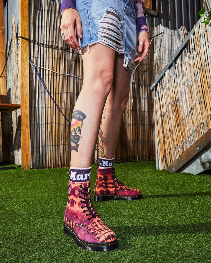 Dr.martens Romania Mov 1460 Pascal Tie Dye Ghete Cu Siret Din Piele