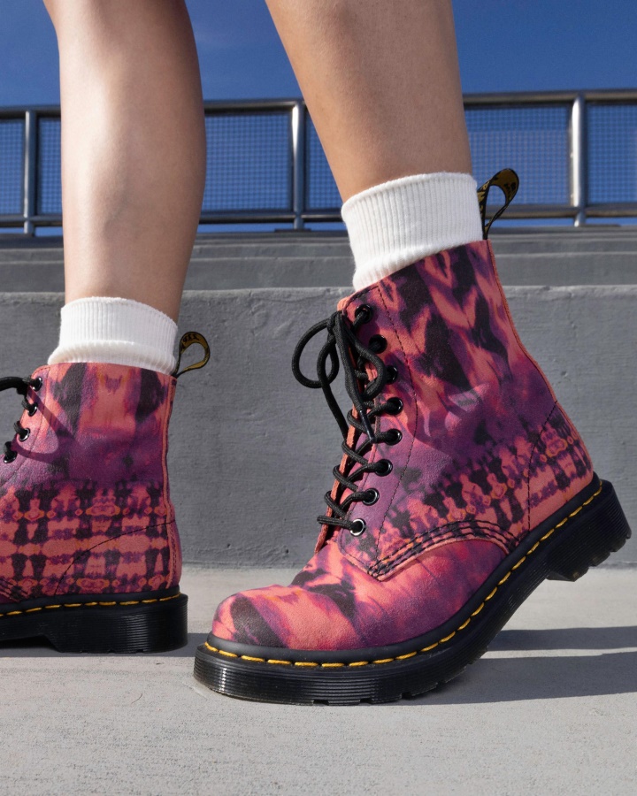 Dr.martens Romania Mov 1460 Pascal Tie Dye Ghete Cu Siret Din Piele