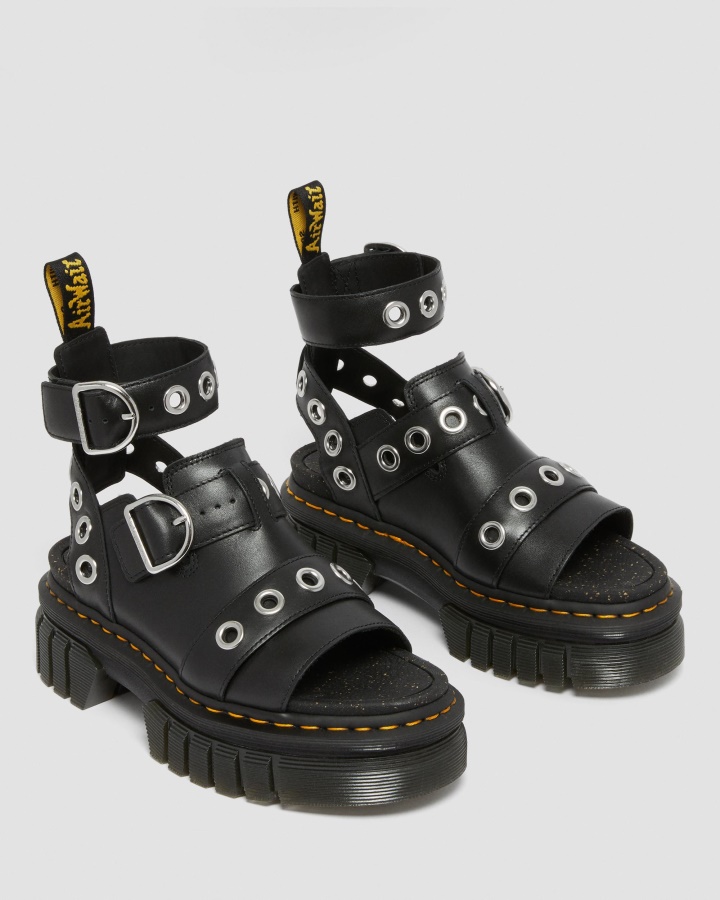Dr.martens Romania Negru Nappa Lux Ricki Hardware Sandale Cu Platforma Din Piele Nappa Lux