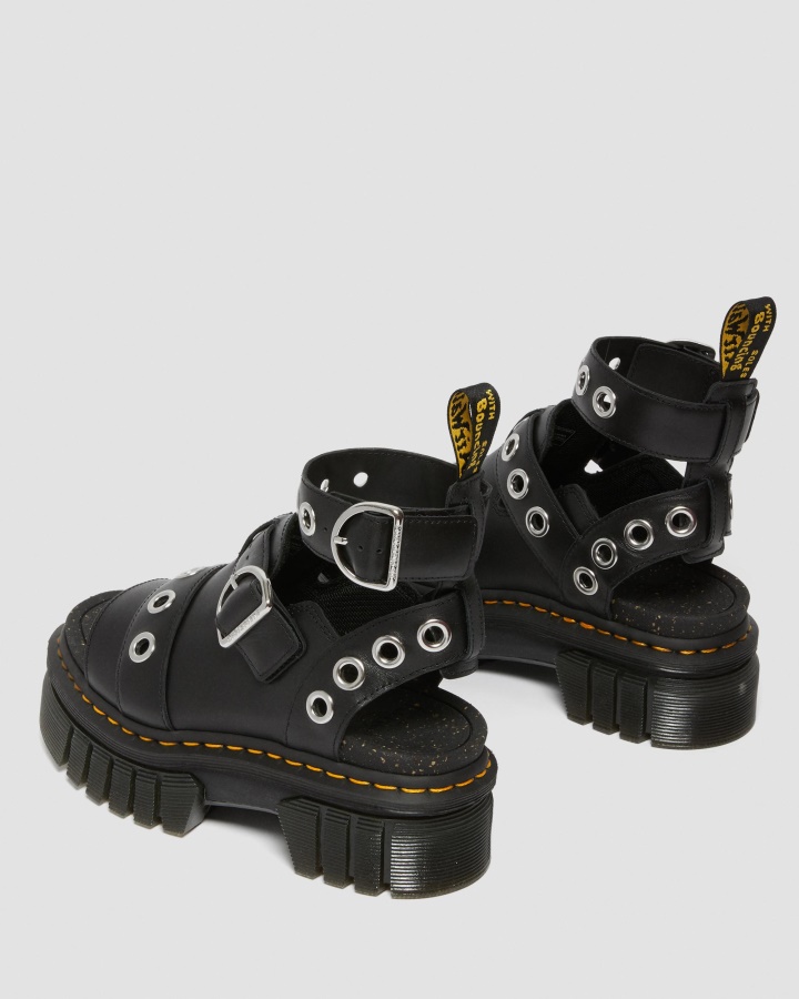 Dr.martens Romania Negru Nappa Lux Ricki Hardware Sandale Cu Platforma Din Piele Nappa Lux
