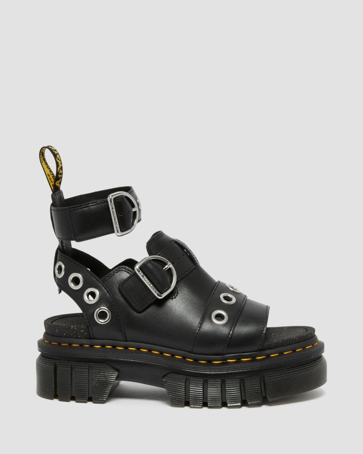 Dr.martens Romania Negru Nappa Lux Ricki Hardware Sandale Cu Platforma Din Piele Nappa Lux