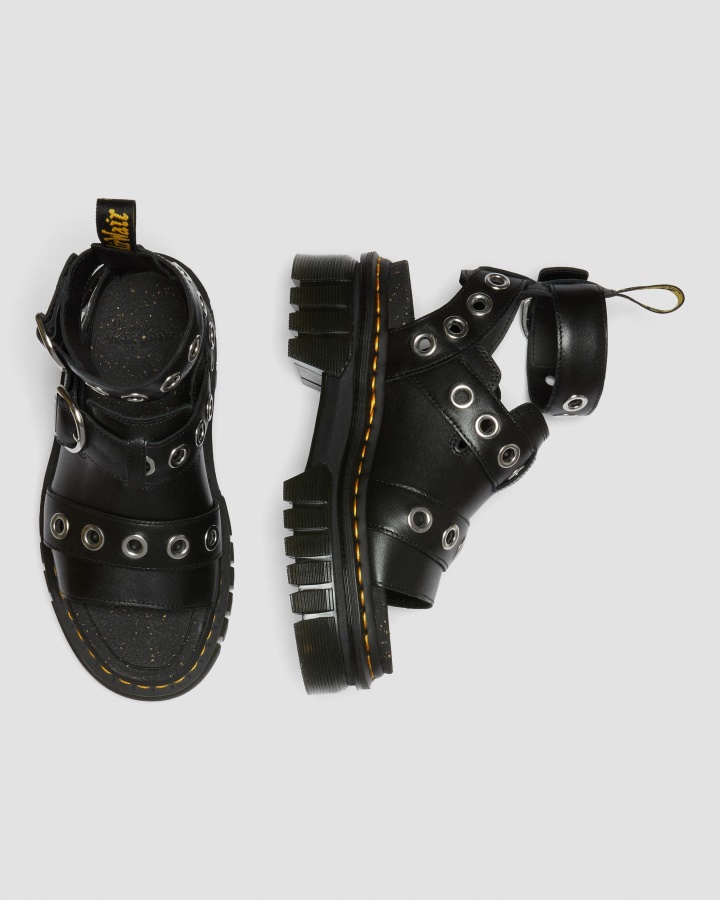 Dr.martens Romania Negru Nappa Lux Ricki Hardware Sandale Cu Platforma Din Piele Nappa Lux