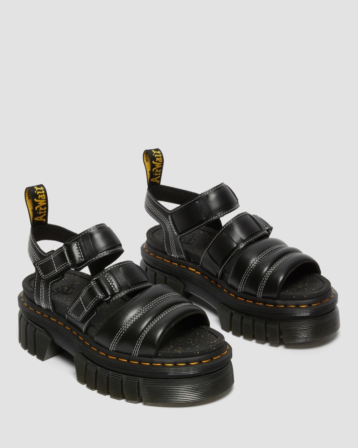 Dr.martens Romania Neagra Nappa Lux Ricki Nappa Lux Sandale Cu 3 Bretele Din Piele