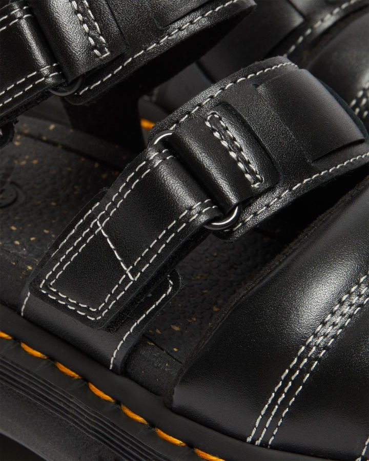 Dr.martens Romania Neagra Nappa Lux Ricki Nappa Lux Sandale Cu 3 Bretele Din Piele