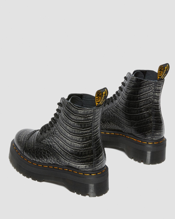 Cizme Cu Platformă Din Piele Sinclair Croc Emboss Dr.martens Romania Gunmetal Wild Croc