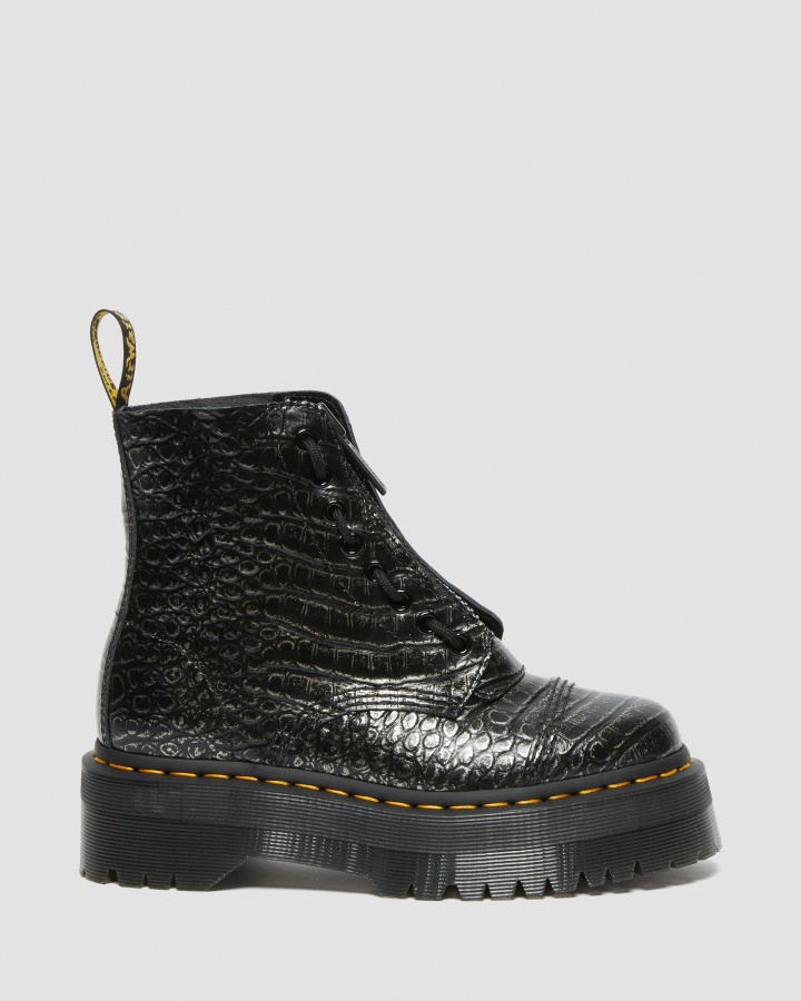 Cizme Cu Platformă Din Piele Sinclair Croc Emboss Dr.martens Romania Gunmetal Wild Croc