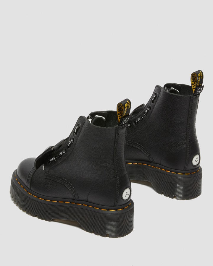 Cizme Cu Platforma Din Piele Sinclair Lazy Oaf Dr.martens Romania Negru Pisa