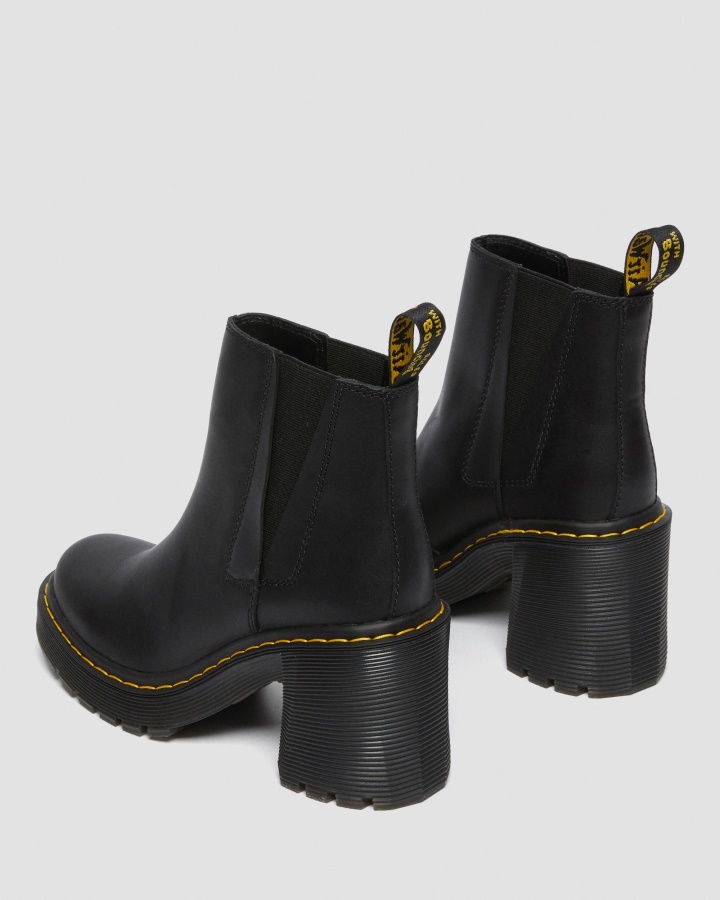 Cizme Chelsea Cu Toc Evazat Dr.martens Romania Negru Sendal Spence Piele