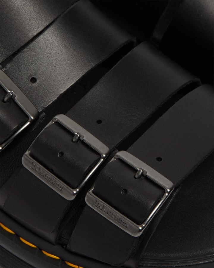 Dr.martens Romania Sandale Cu Slide Din Piele Brando Tate Negre