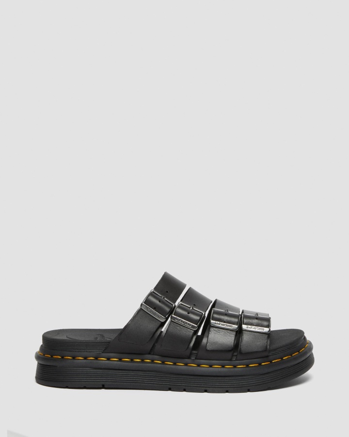Dr.martens Romania Sandale Cu Slide Din Piele Brando Tate Negre
