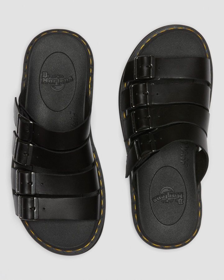 Dr.martens Romania Sandale Cu Slide Din Piele Brando Tate Negre