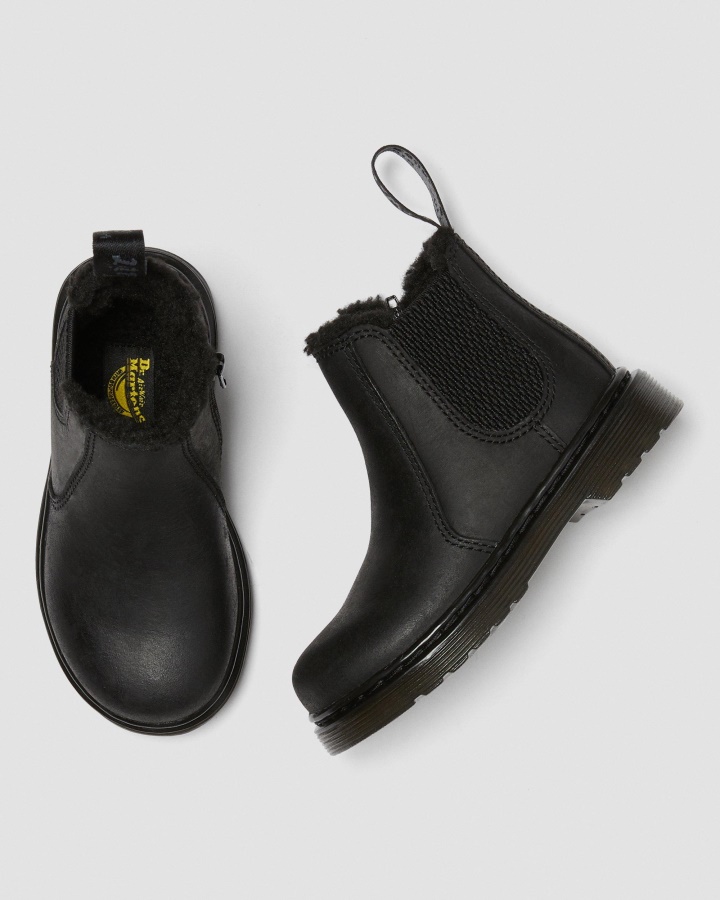 Dr.martens Romania Black Republic Wp Toddler 2976 Cizme Chelsea Căptușite Cu Blană Artificială