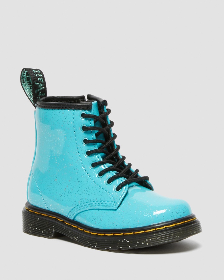 Dr.martens Romania Turcoaz Sclipici Cosmic Pentru Copii Mici 1460 Cizme Cu Siret Cu Sclipici