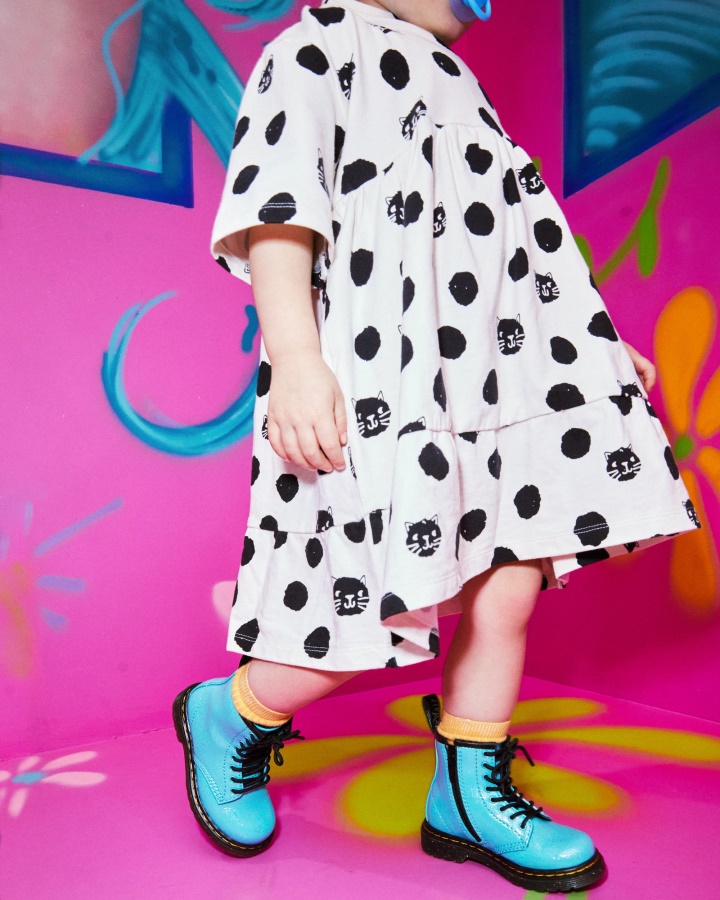 Dr.martens Romania Turcoaz Sclipici Cosmic Pentru Copii Mici 1460 Cizme Cu Siret Cu Sclipici