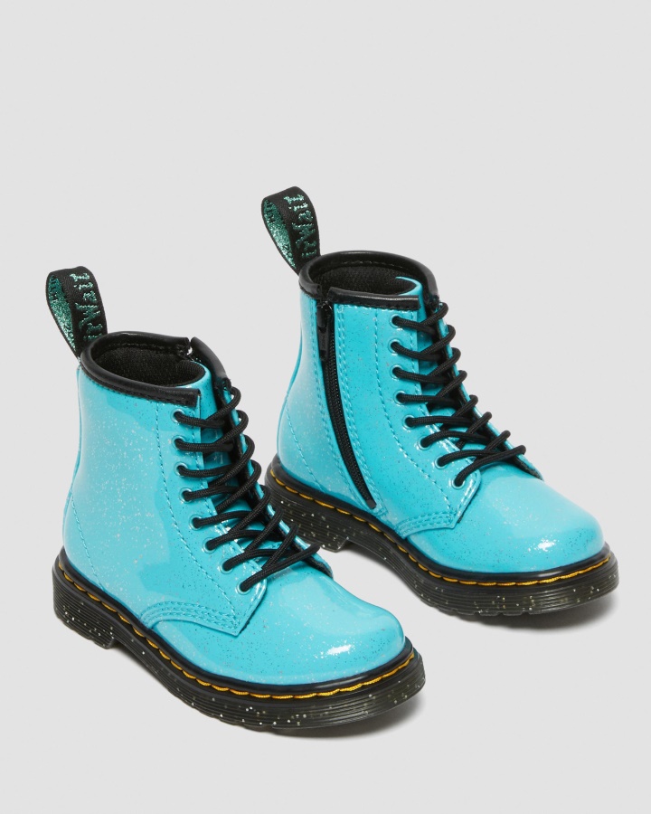 Dr.martens Romania Turcoaz Sclipici Cosmic Pentru Copii Mici 1460 Cizme Cu Siret Cu Sclipici