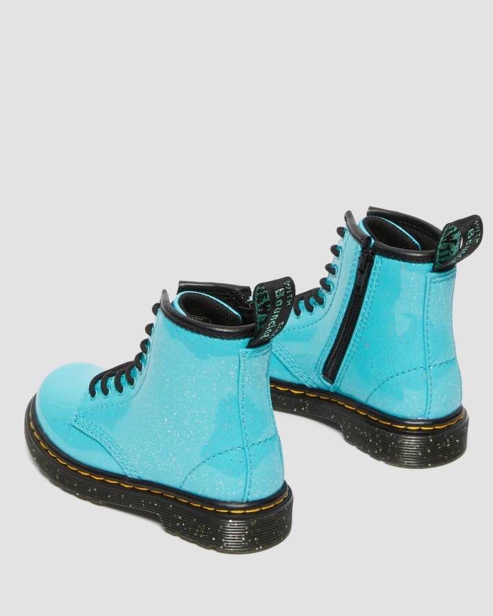 Dr.martens Romania Turcoaz Sclipici Cosmic Pentru Copii Mici 1460 Cizme Cu Siret Cu Sclipici