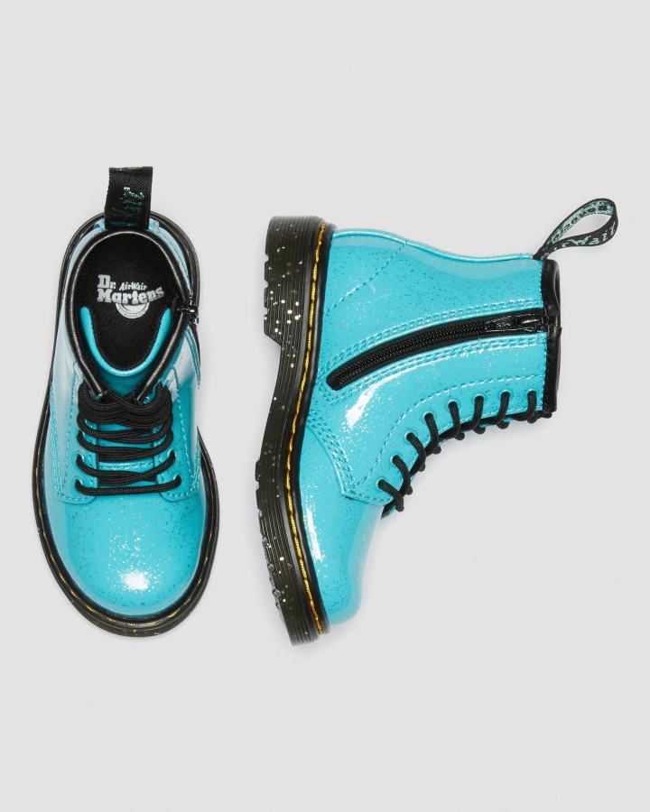 Dr.martens Romania Turcoaz Sclipici Cosmic Pentru Copii Mici 1460 Cizme Cu Siret Cu Sclipici