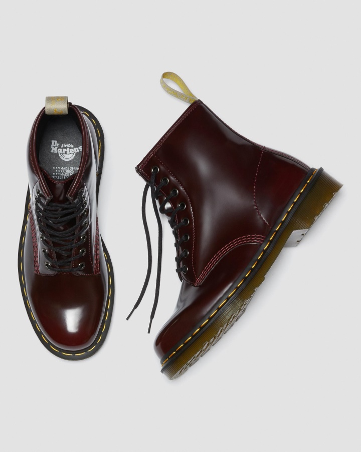 Cizme Vegane 1460 Cu șireturi, Canada Dr.martens Romania, Roșu Cireș, Oxford Rub Off
