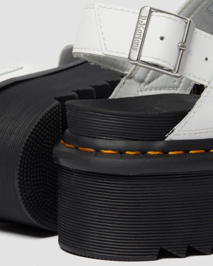 Dr.martens Romania Alb Hidro Piele Voss Sandale De Dama Cu Curea Din Piele Platforma