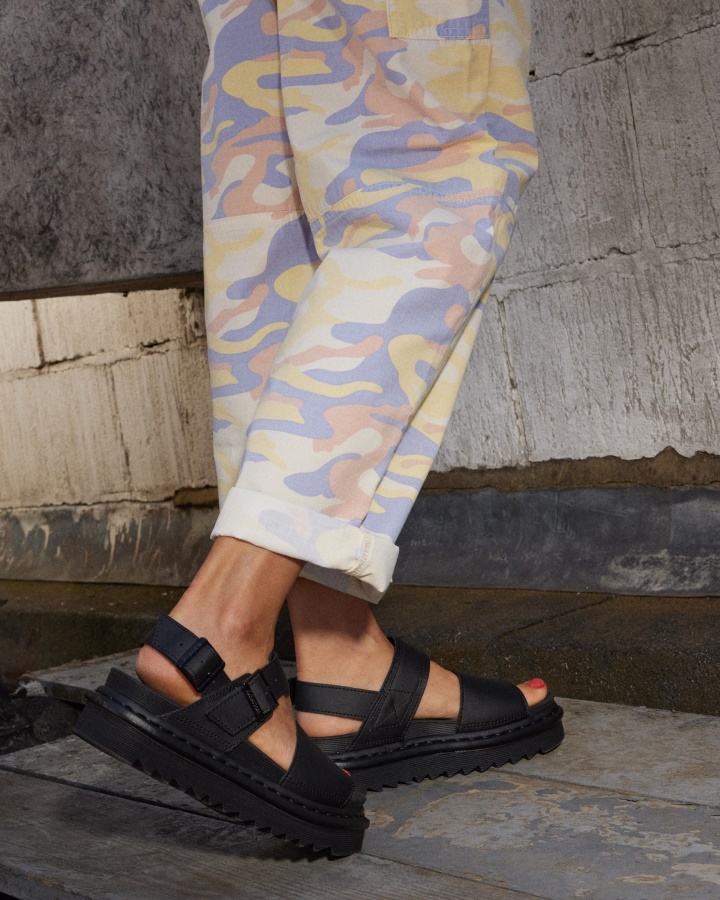 Sandale Damă Voss Cu Curele Din Piele Hidro Piele Neagră Dr.martens Romania