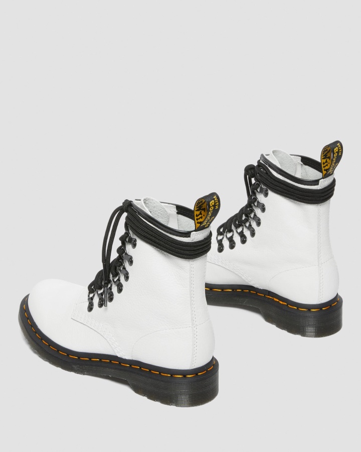 Cizme Albe Cu șireturi Din Piele Virginia Dr.martens Romania 1460 Cu șireturi Virginia