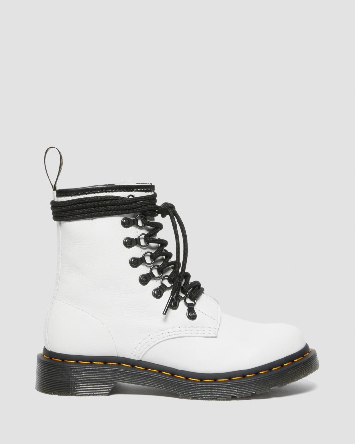 Cizme Albe Cu șireturi Din Piele Virginia Dr.martens Romania 1460 Cu șireturi Virginia