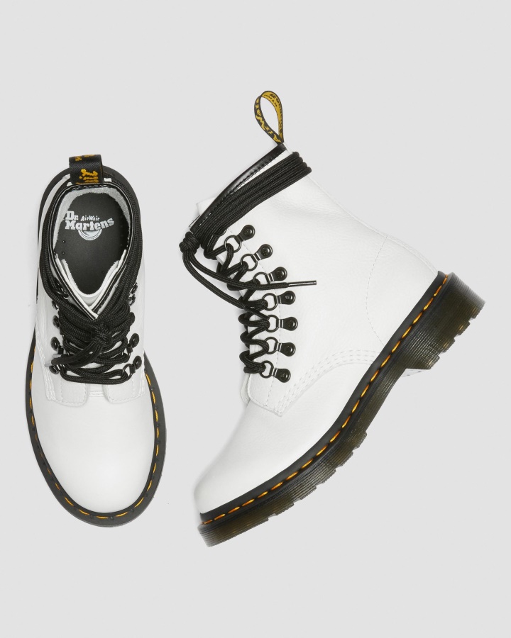Cizme Albe Cu șireturi Din Piele Virginia Dr.martens Romania 1460 Cu șireturi Virginia