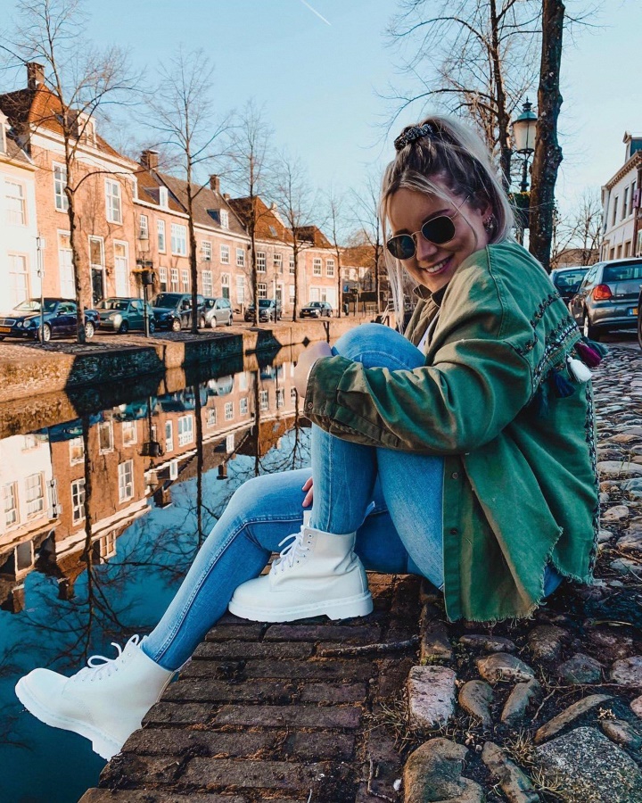 Alb Piele Neteda Dr.martens Romania 1460 Mono Piele Neteda Cizme Cu Siret