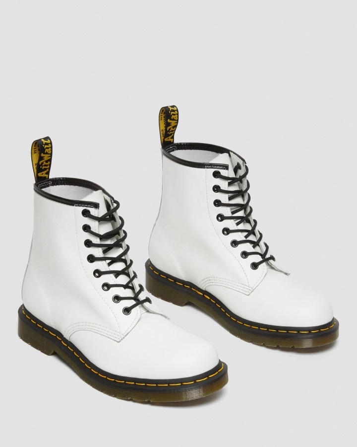 Piele Neteda Alb Dr.martens Romania 1460 Cizme Cu Siret Din Piele Neteda