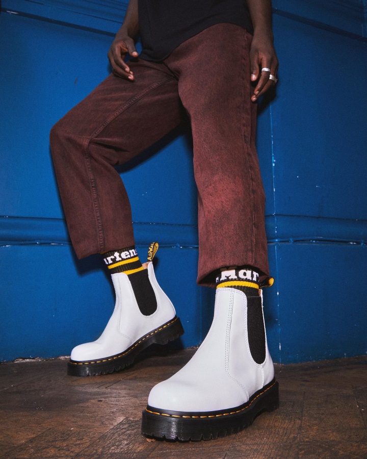 Dr.martens Romania Piele Neteda Alba 2976 Cizme Chelsea Din Piele Neteda Bex