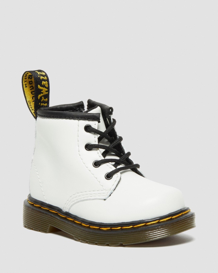 Dr.martens Romania Alb Romario Infant 1460 Cizme Din Piele Cu Siret