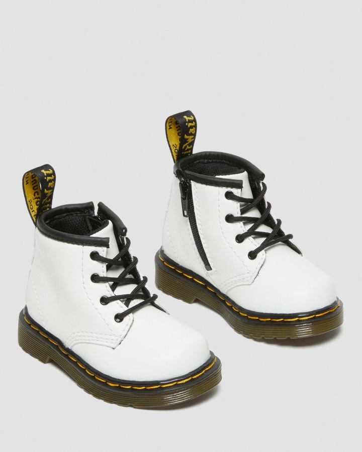 Dr.martens Romania Alb Romario Infant 1460 Cizme Din Piele Cu Siret