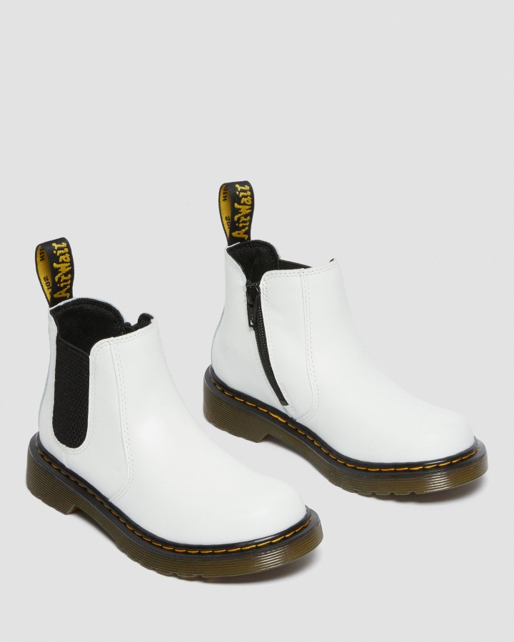 Cizme Chelsea Din Piele Alb Romario Dr.martens Romania Junior 2976