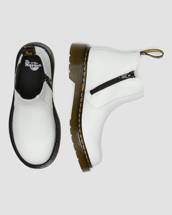 Cizme Chelsea Din Piele Alb Romario Dr.martens Romania Junior 2976