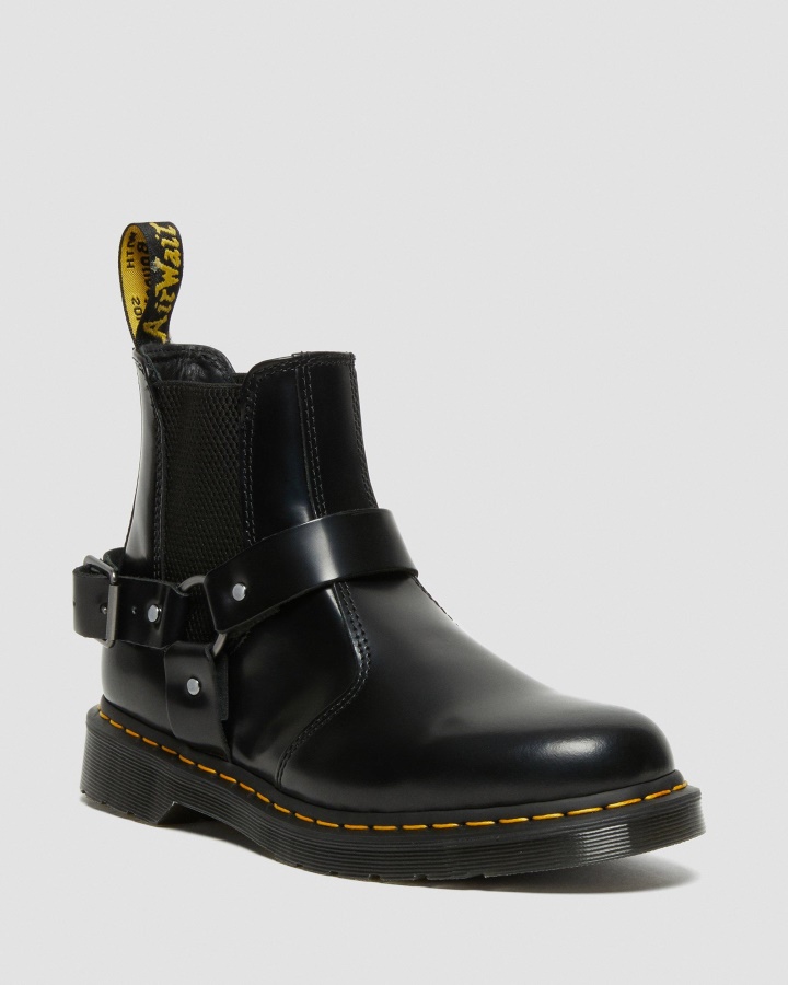 Dr.martens Romania Cizme Negre Lustruite Netede Wincox Piele Neteda Catarama