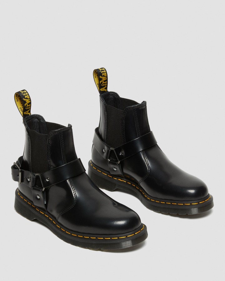 Dr.martens Romania Cizme Negre Lustruite Netede Wincox Piele Neteda Catarama