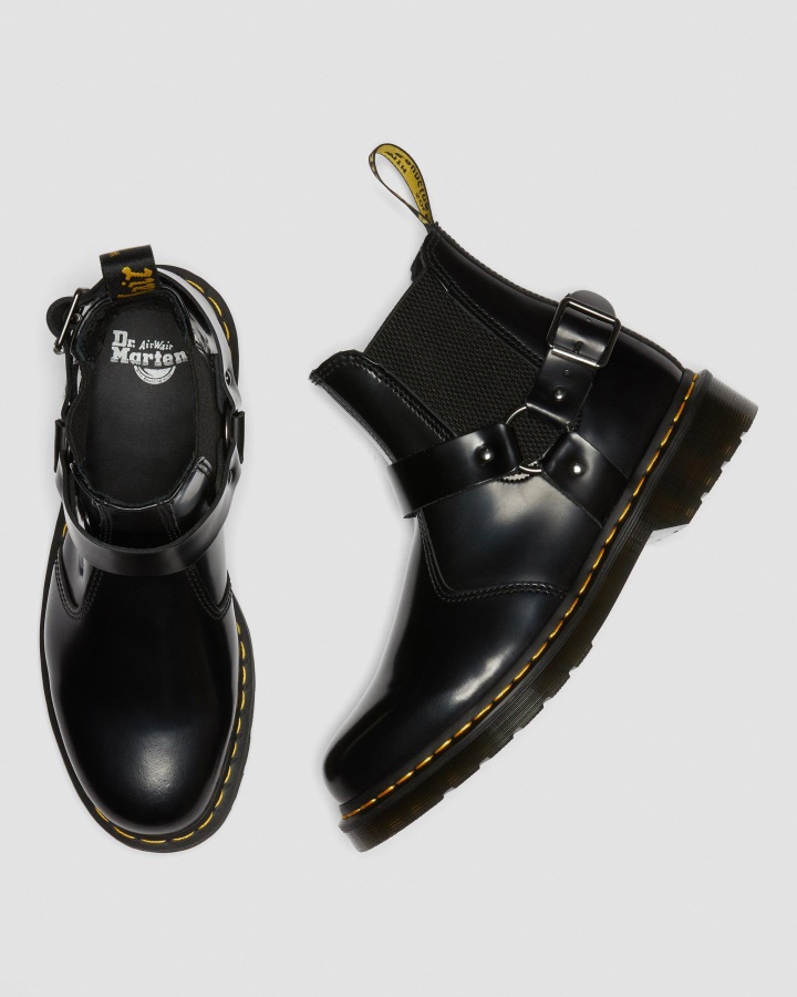 Dr.martens Romania Cizme Negre Lustruite Netede Wincox Piele Neteda Catarama