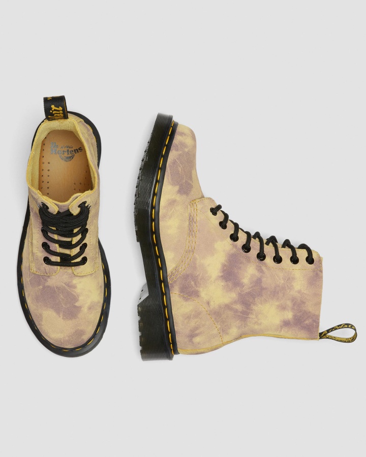 Dr.martens Romania Galben 1460 Pascal Tie Dye Ghete Cu Siret Din Piele