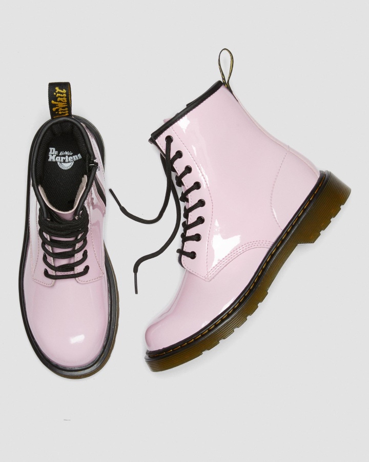 Cizme Lacuite Dr.martens Romania Tineret 1460 Din Piele Lacuta Roz Pal